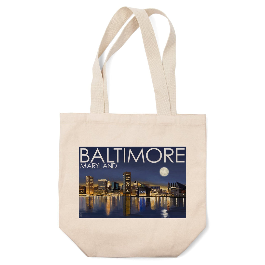 Baltimore, Maryland, Skyline at Night, Tote Bag Totes Lantern Press 