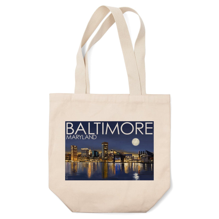 Baltimore, Maryland, Skyline at Night, Tote Bag Totes Lantern Press 