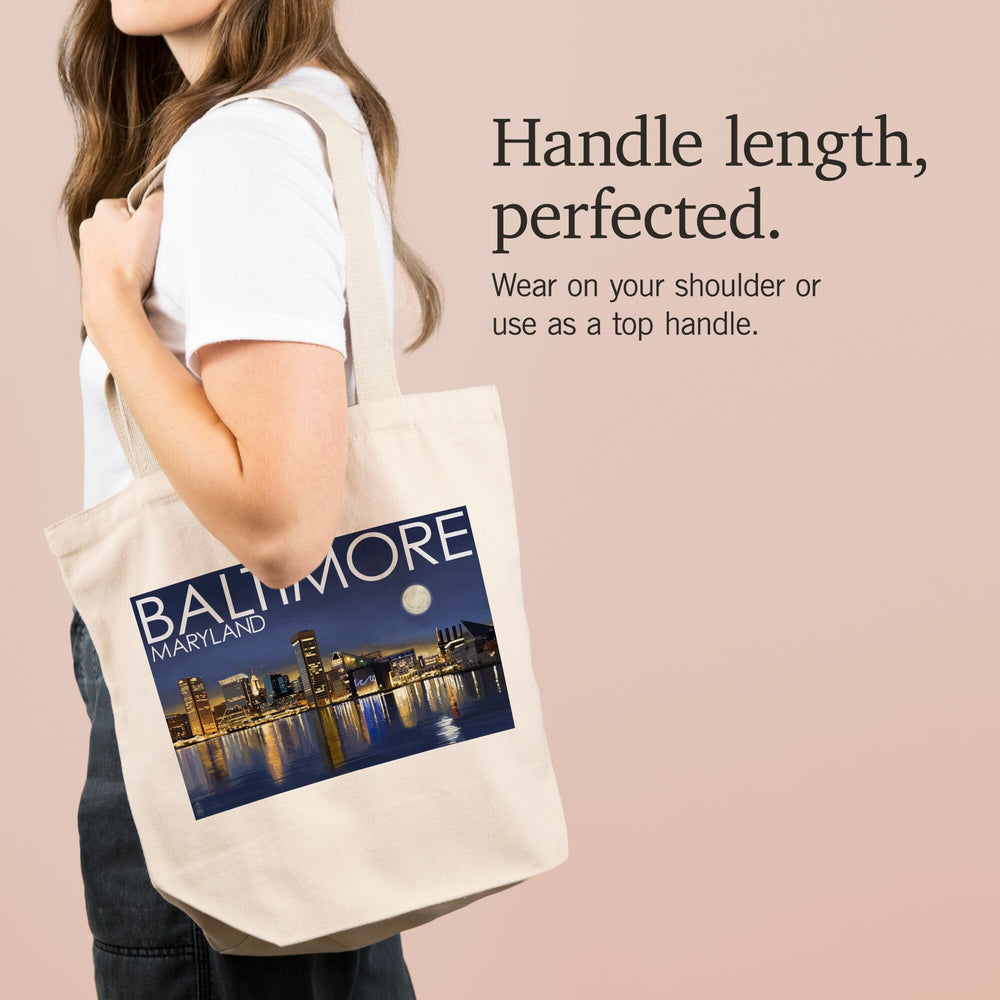 Baltimore, Maryland, Skyline at Night, Tote Bag Totes Lantern Press 