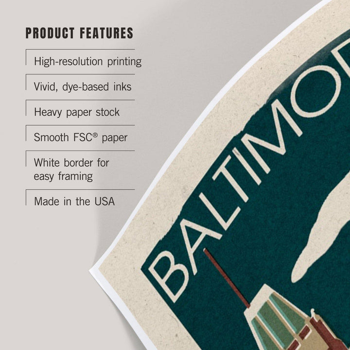 Baltimore, Maryland, Woodblock, Art & Giclee Prints Art Lantern Press 