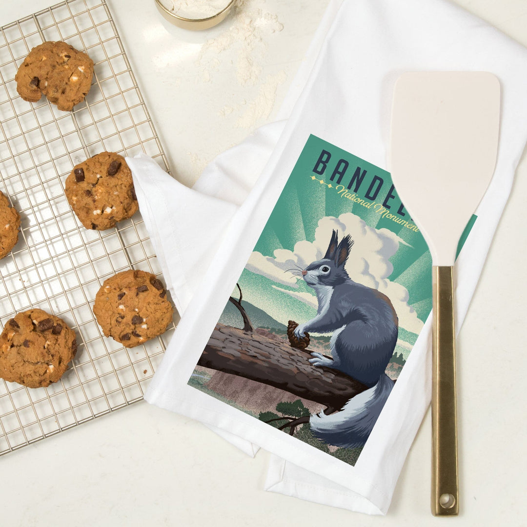 Bandelier National Monument, New Mexico, Abert's Squirrel, Lithograph, Organic Cotton Kitchen Tea Towels Kitchen Lantern Press 