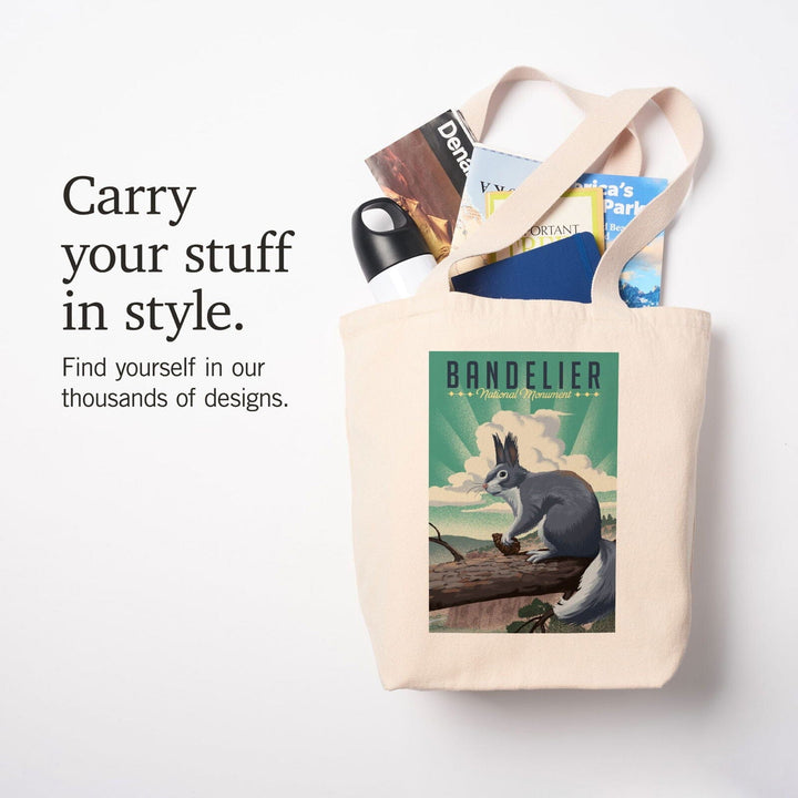 Bandelier National Monument, New Mexico, Abert's Squirrel, Lithograph, Tote Bag Totes Lantern Press 