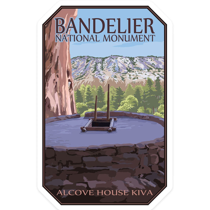 Bandelier National Monument, New Mexico, Alcove House Kiva, Contour, Vinyl Sticker Sticker Lantern Press 