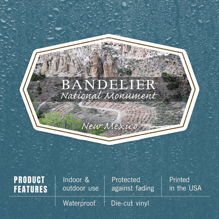 Bandelier National Monument, New Mexico, Canyon Overview, Contour, Photography, Vinyl Sticker Sticker Lantern Press 