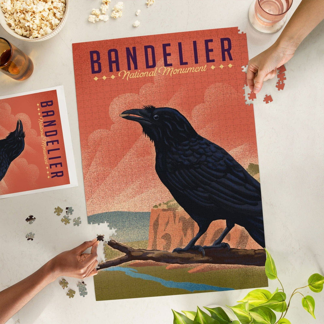 Bandelier National Monument, New Mexico, Raven, Litho, Jigsaw Puzzle Puzzle Lantern Press 