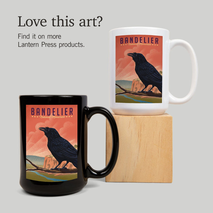 Bandelier National Monument, New Mexico, Raven, Litho, Lantern Press Artwork, Ceramic Mug Mugs Lantern Press 