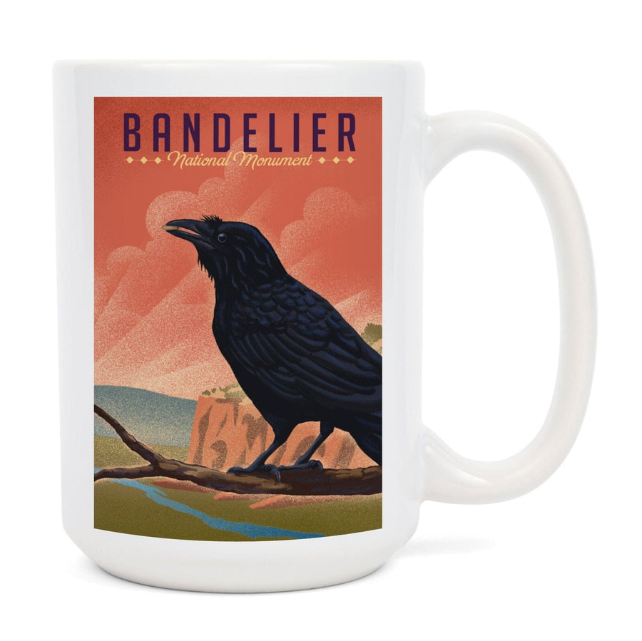 Bandelier National Monument, New Mexico, Raven, Litho, Lantern Press Artwork, Ceramic Mug Mugs Lantern Press 