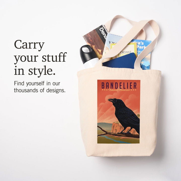 Bandelier National Monument, New Mexico, Raven, Litho, Lantern Press Artwork, Tote Bag Totes Lantern Press 