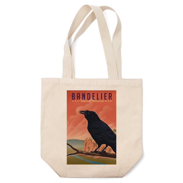 Bandelier National Monument, New Mexico, Raven, Litho, Lantern Press Artwork, Tote Bag Totes Lantern Press 