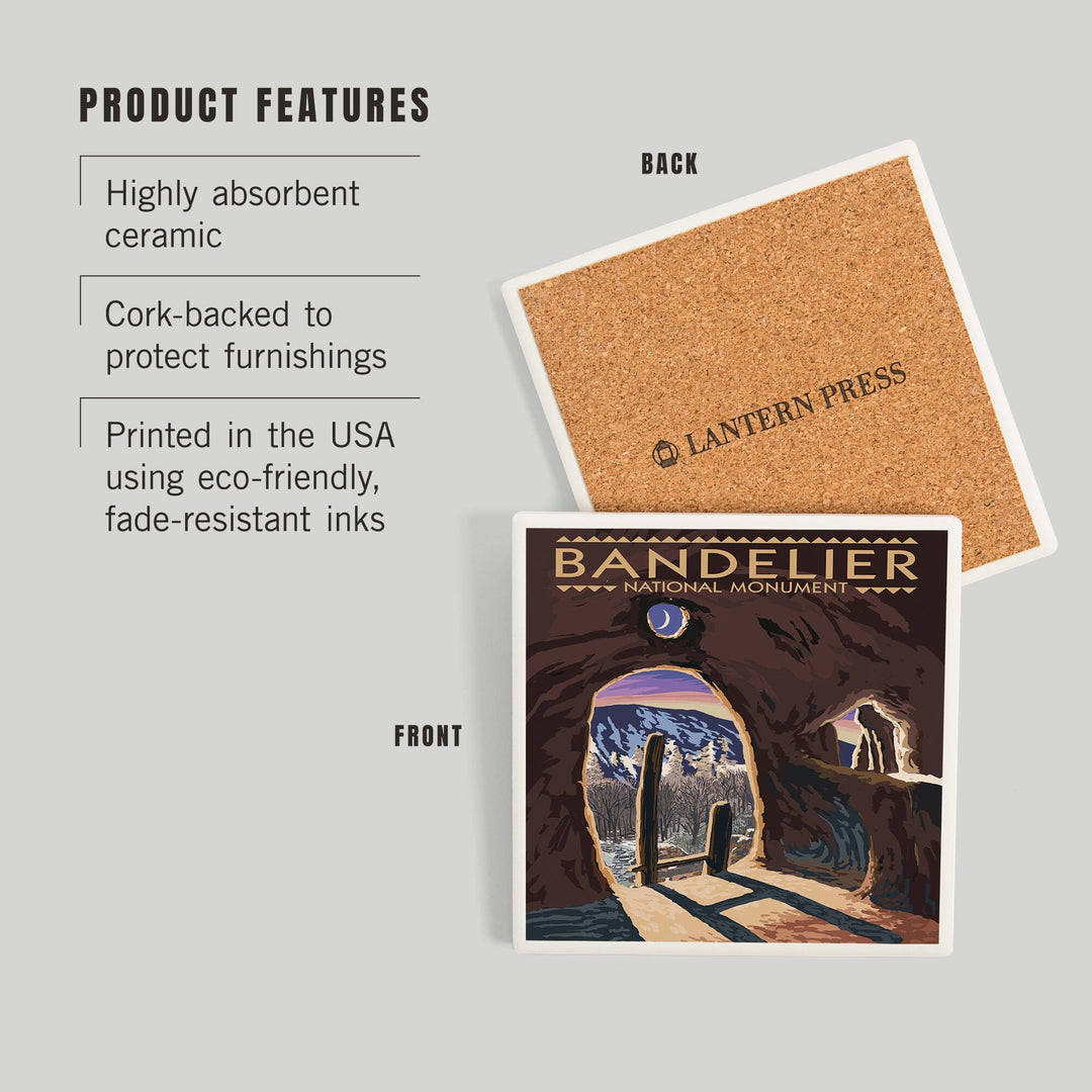 Bandelier National Monument, New Mexico, Twilight View, Coasters Coasters Lantern Press 