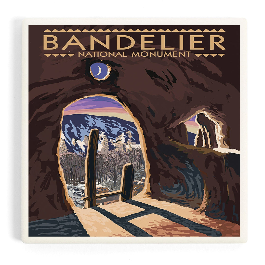 Bandelier National Monument, New Mexico, Twilight View, Coasters Coasters Lantern Press Coaster 