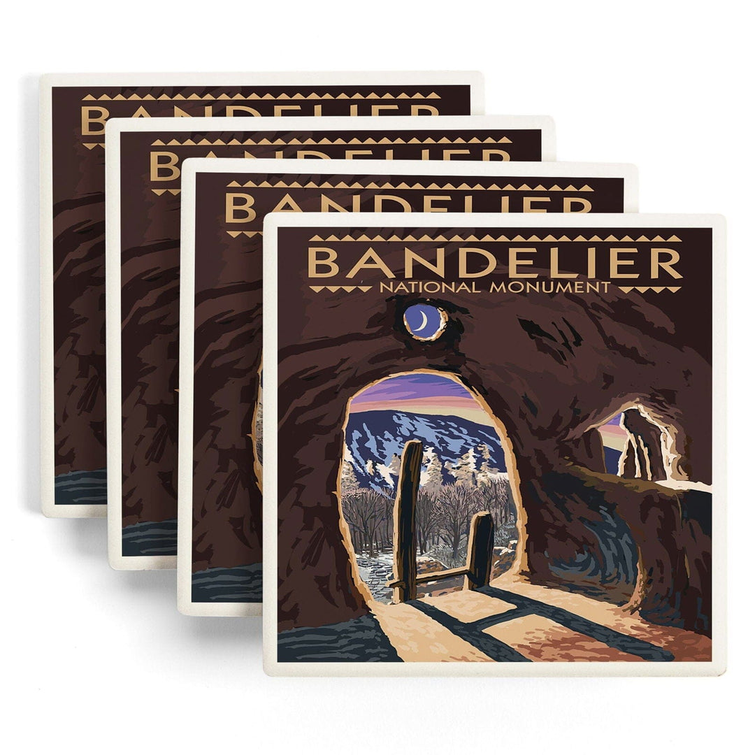 Bandelier National Monument, New Mexico, Twilight View, Lantern Press Artwork, Coaster Set Coasters Lantern Press 