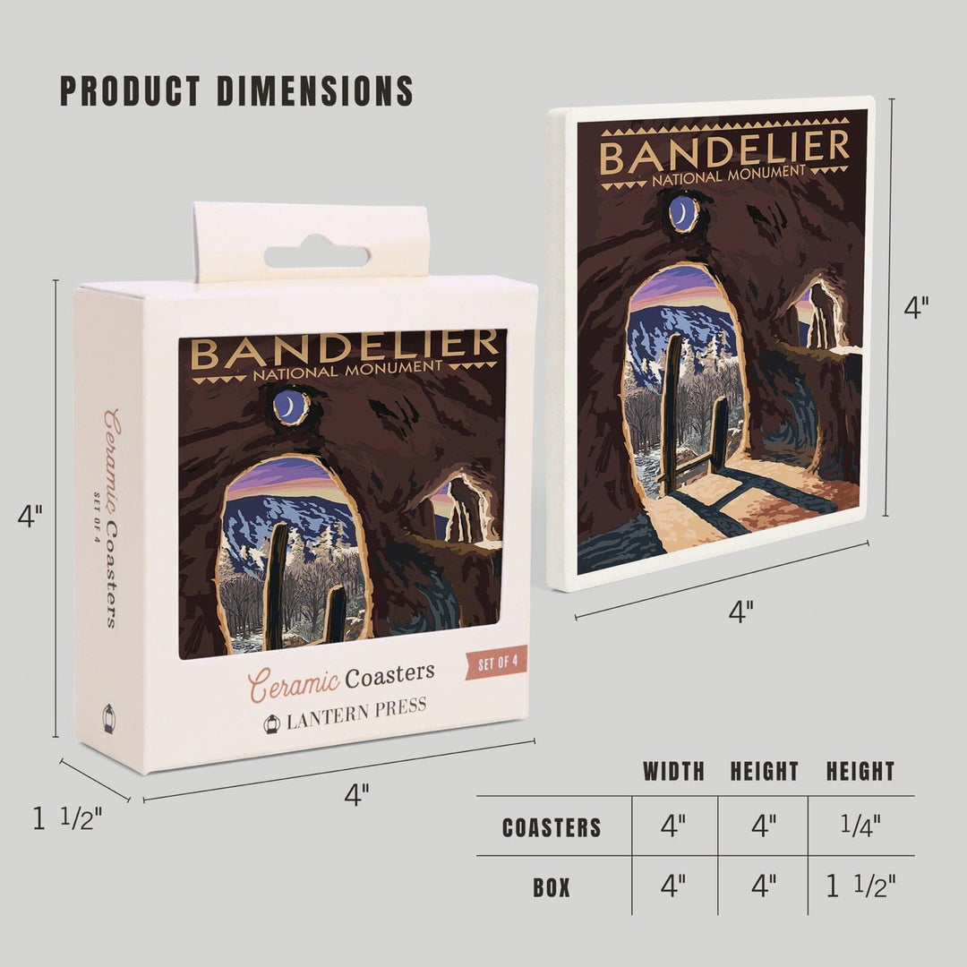 Bandelier National Monument, New Mexico, Twilight View, Lantern Press Artwork, Coaster Set Coasters Lantern Press 