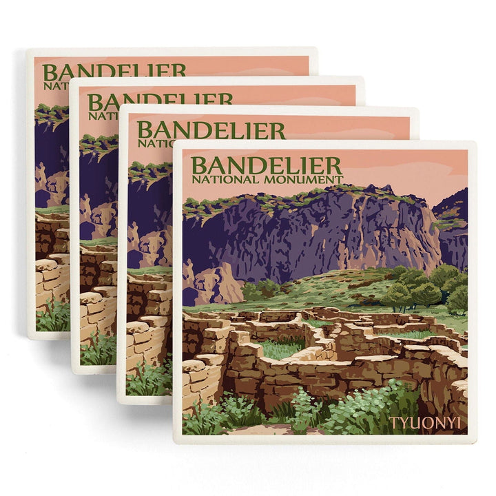 Bandelier National Monument, New Mexico, Tyuonyi, Lantern Press Artwork, Coaster Set Coasters Lantern Press 