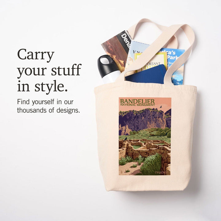 Bandelier National Monument, New Mexico, Tyuonyi, Lantern Press Artwork, Tote Bag Totes Lantern Press 