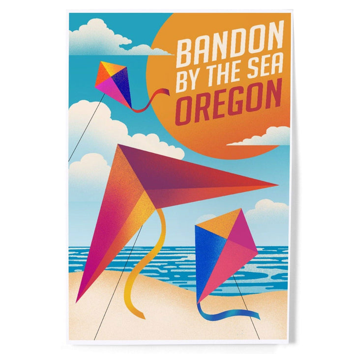 Bandon, Oregon, Bandon by the Sea, Sun-faded Shoreline Collection, Kites on Beach, Art & Giclee Prints Art Lantern Press 