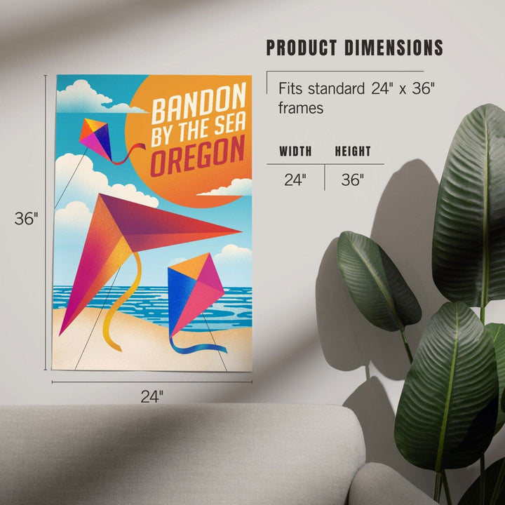 Bandon, Oregon, Bandon by the Sea, Sun-faded Shoreline Collection, Kites on Beach, Art & Giclee Prints Art Lantern Press 