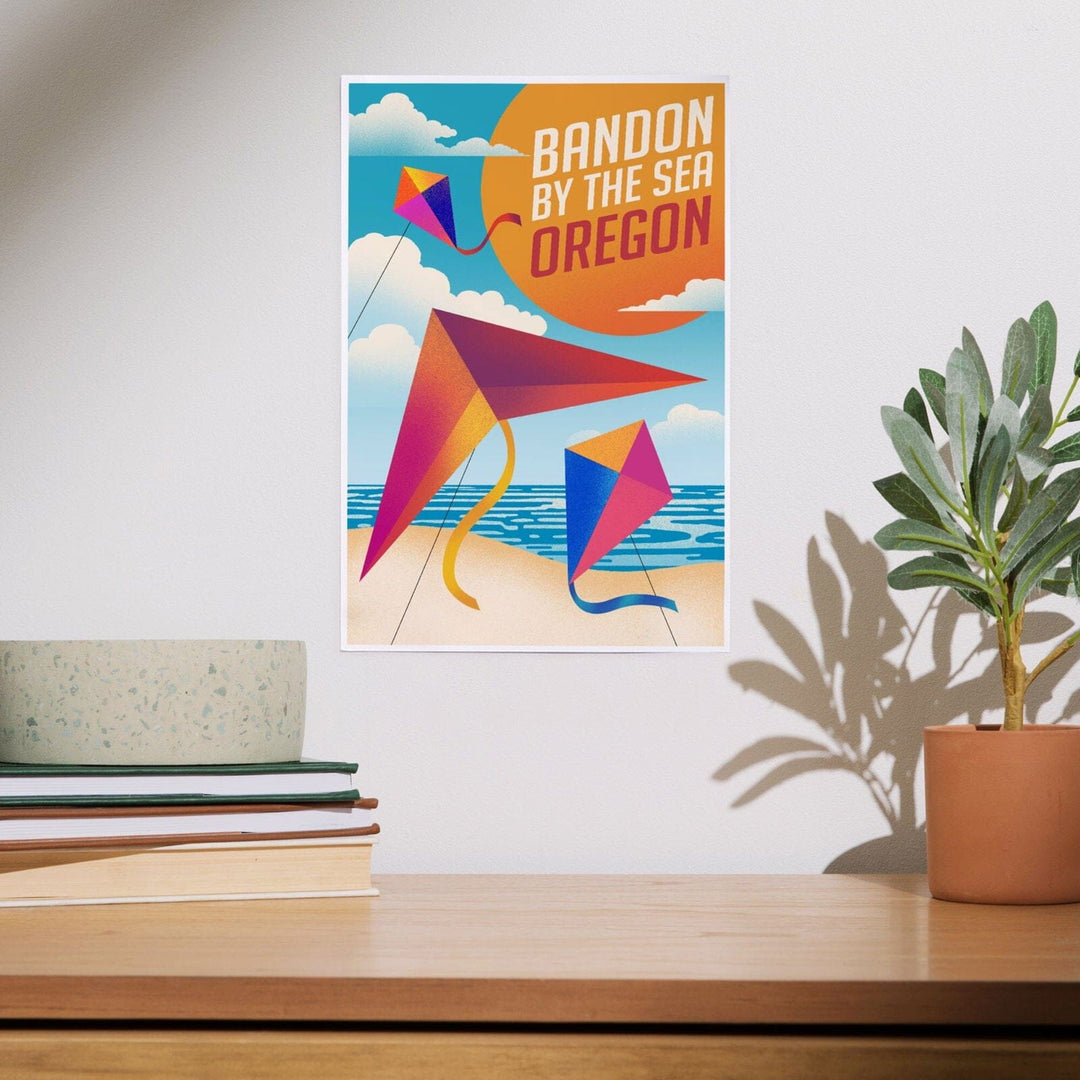 Bandon, Oregon, Bandon by the Sea, Sun-faded Shoreline Collection, Kites on Beach, Art & Giclee Prints Art Lantern Press 