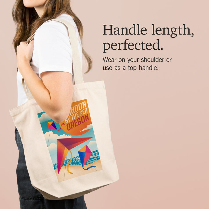 Bandon, Oregon, Bandon by the Sea, Sun-faded Shoreline Collection, Kites on Beach, Tote Bag Totes Lantern Press 