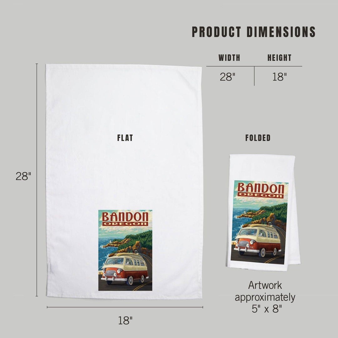 Bandon, Oregon, Camper Van, Coast, Organic Cotton Kitchen Tea Towels Kitchen Lantern Press 