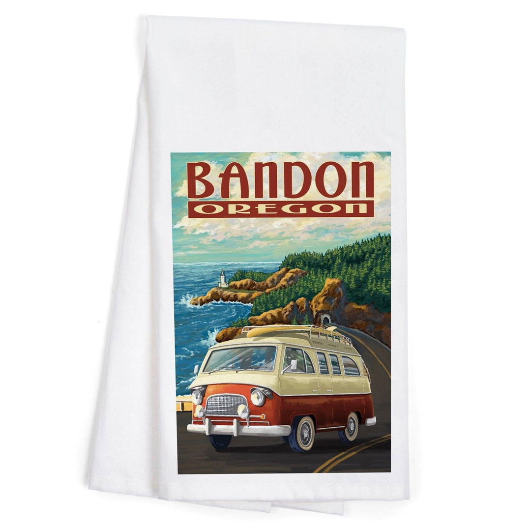 Bandon, Oregon, Camper Van, Coast, Organic Cotton Kitchen Tea Towels Kitchen Lantern Press 