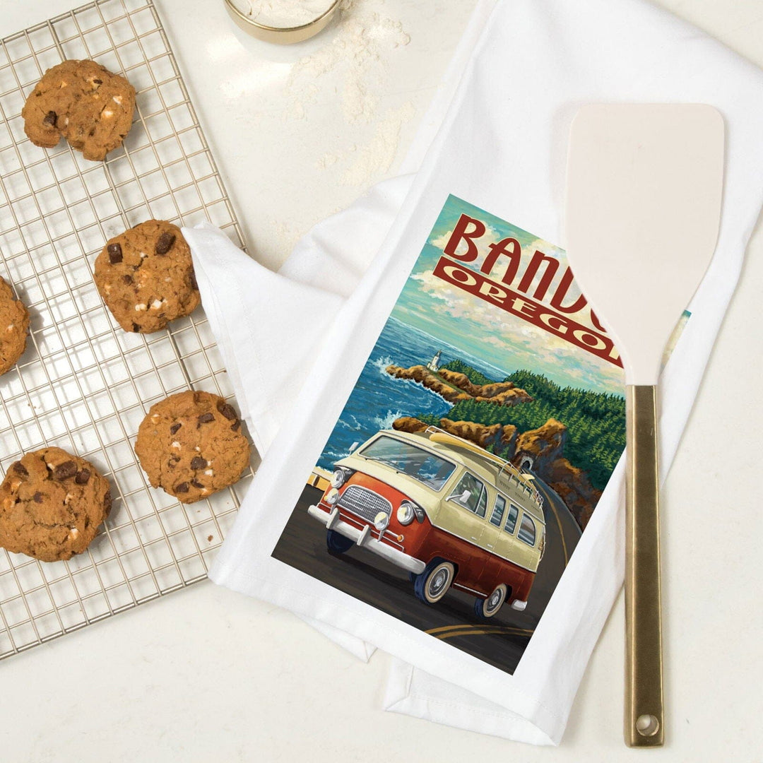 Bandon, Oregon, Camper Van, Coast, Organic Cotton Kitchen Tea Towels Kitchen Lantern Press 