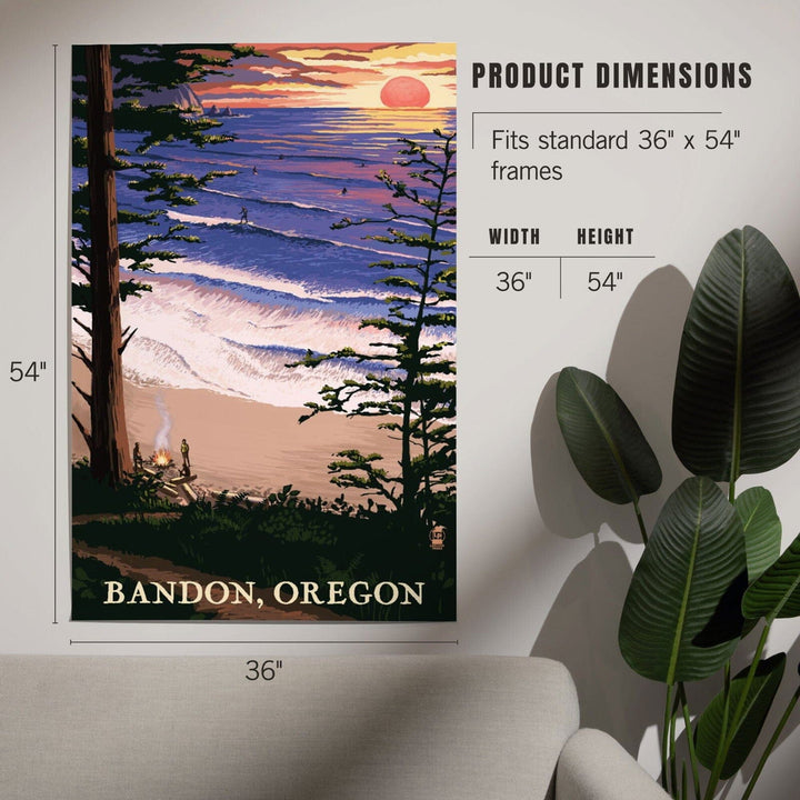 Bandon, Oregon, Sunset and Surfers, Art & Giclee Prints Art Lantern Press 