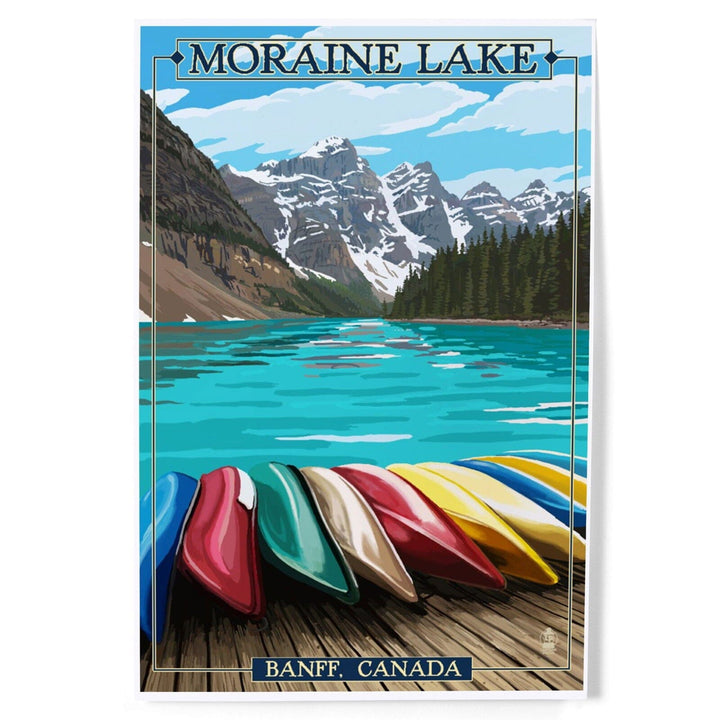 Banff, Alberta, Canada, Moraine Lake and Canoes, Art & Giclee Prints Art Lantern Press 