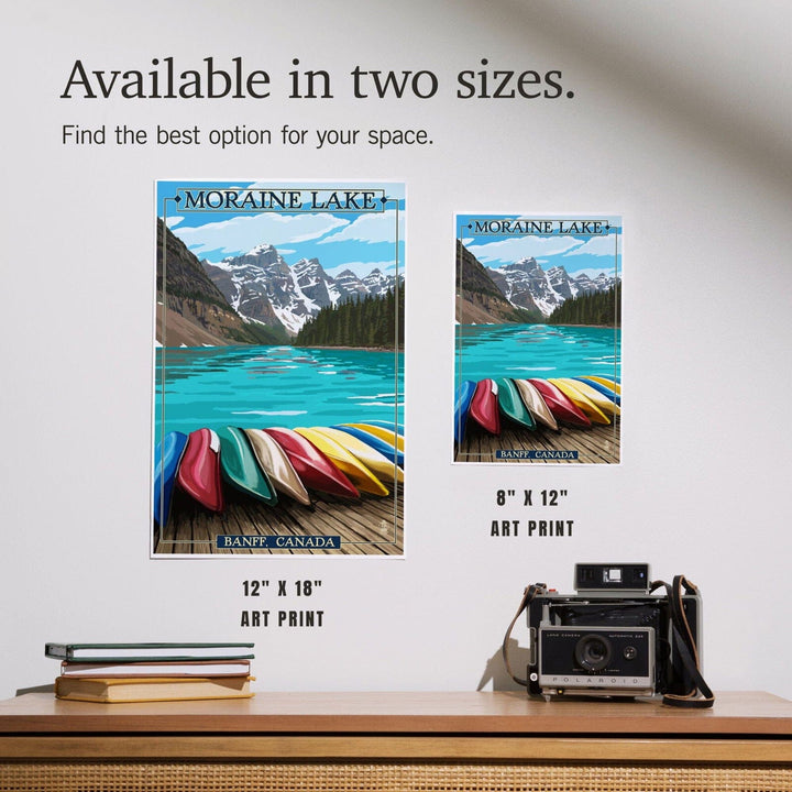 Banff, Alberta, Canada, Moraine Lake and Canoes, Art & Giclee Prints Art Lantern Press 