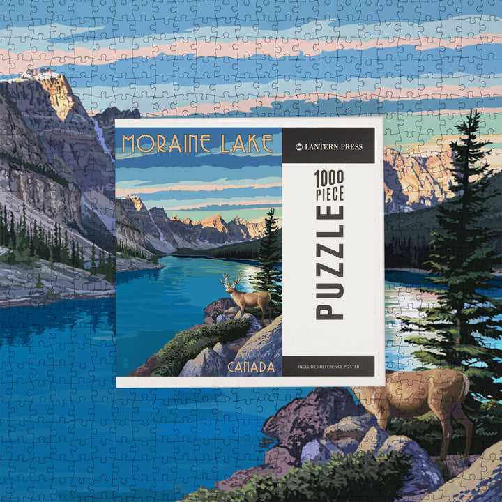 Banff, Alberta, Canada, Moraine Lake, Painterly, Jigsaw Puzzle Puzzle Lantern Press 