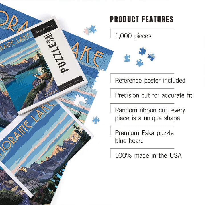 Banff, Alberta, Canada, Moraine Lake, Painterly, Jigsaw Puzzle Puzzle Lantern Press 
