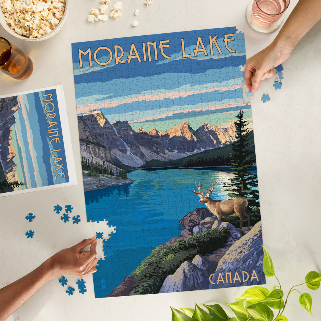Banff, Alberta, Canada, Moraine Lake, Painterly, Jigsaw Puzzle Puzzle Lantern Press 
