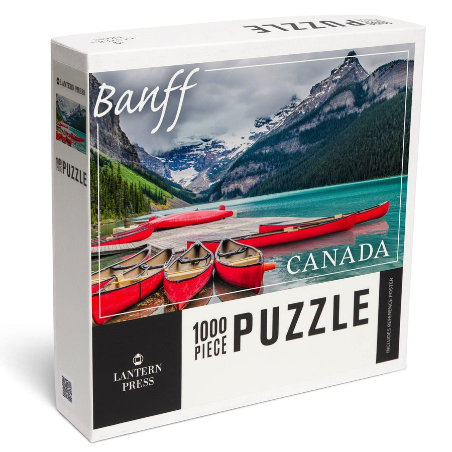 Banff, Canada, Lake Louise Canoes, Jigsaw Puzzle Puzzle Lantern Press 