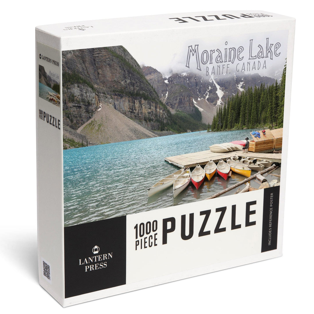 Banff, Canada, Moraine Lake and Canoes, Photography, Jigsaw Puzzle Puzzle Lantern Press 