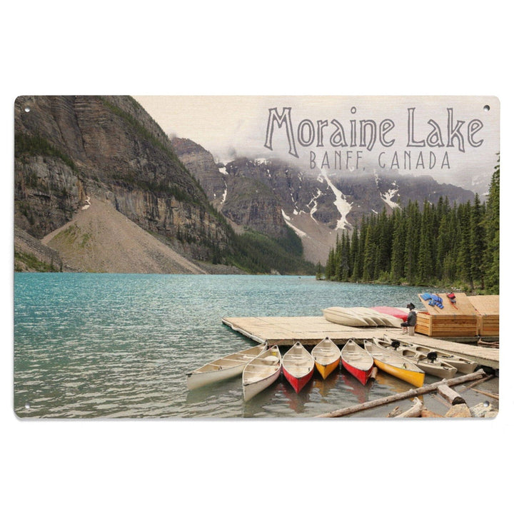 Banff, Canada, Moraine Lake and Canoes, Photography, Wood Signs and Postcards Wood Lantern Press 