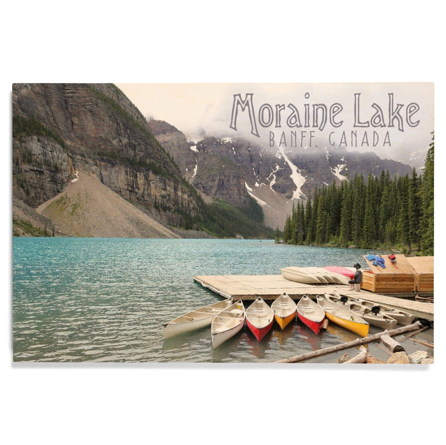 Banff, Canada, Moraine Lake and Canoes, Photography, Wood Signs and Postcards Wood Lantern Press 