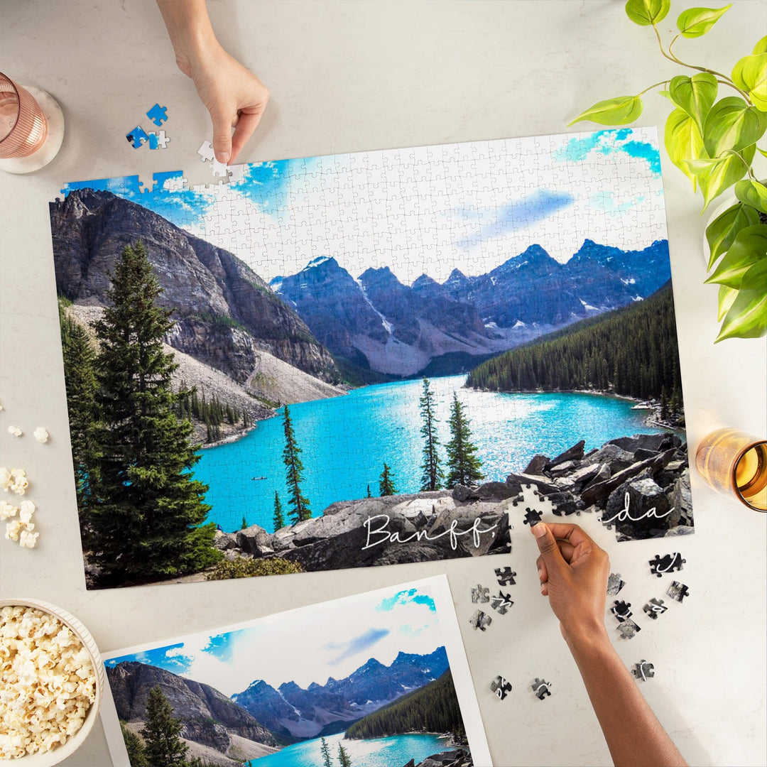 Banff, Canada, Moraine Lake, Elevated View, Photography, Jigsaw Puzzle Puzzle Lantern Press 