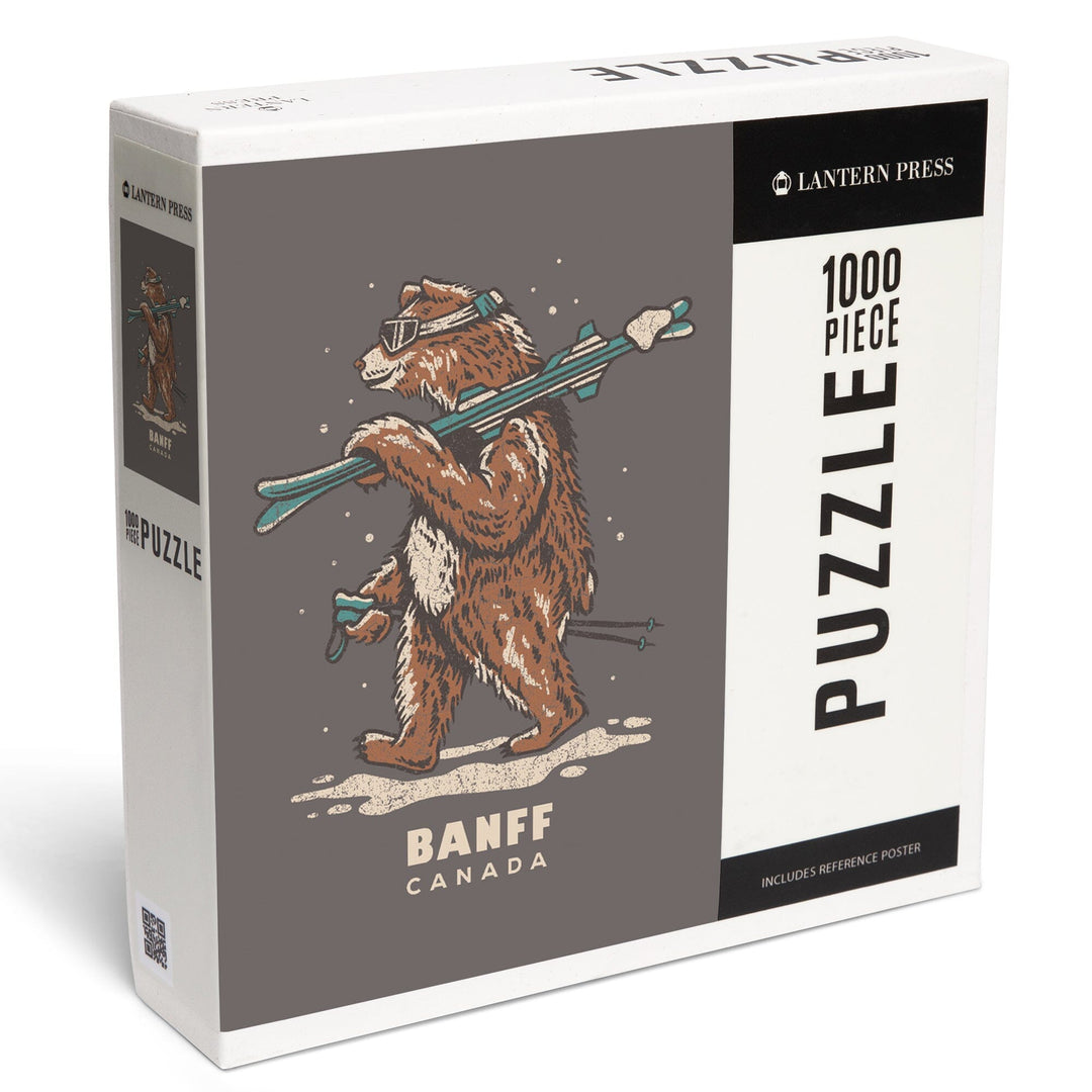 Banff, Canada, Ski Bear, Jigsaw Puzzle Puzzle Lantern Press 