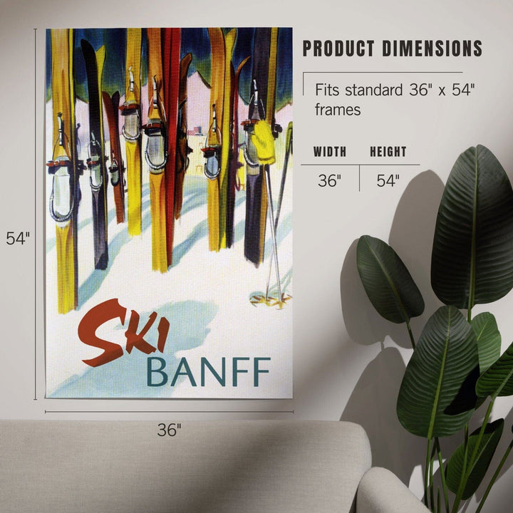 Banff, Canada, Ski, Colorful Skis, Art & Giclee Prints Art Lantern Press 