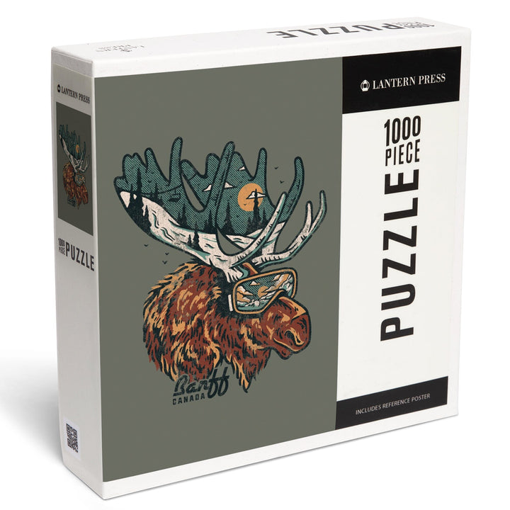 Banff, Canada, Ski Moose, Jigsaw Puzzle Puzzle Lantern Press 