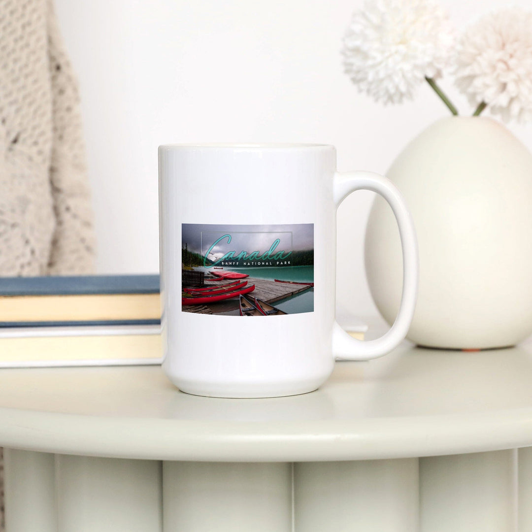 Banff National Park, Canada, Lake Louise and Boats, Photography, Ceramic Mug Mugs Lantern Press 