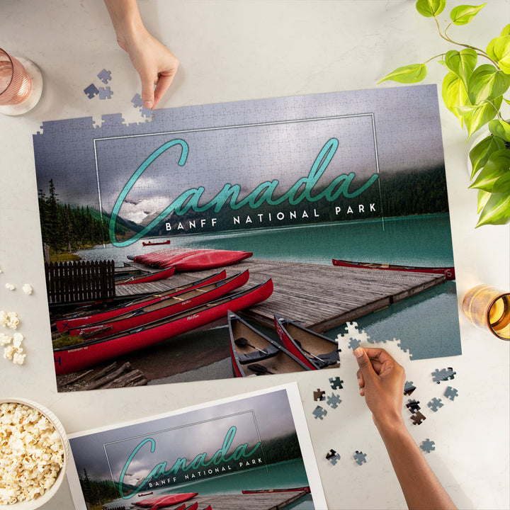 Banff National Park, Canada, Lake Louise and Boats, Photography, Jigsaw Puzzle Puzzle Lantern Press 