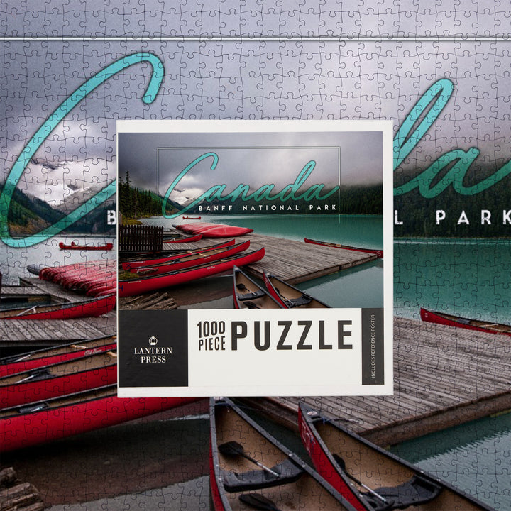 Banff National Park, Canada, Lake Louise and Boats, Photography, Jigsaw Puzzle Puzzle Lantern Press 