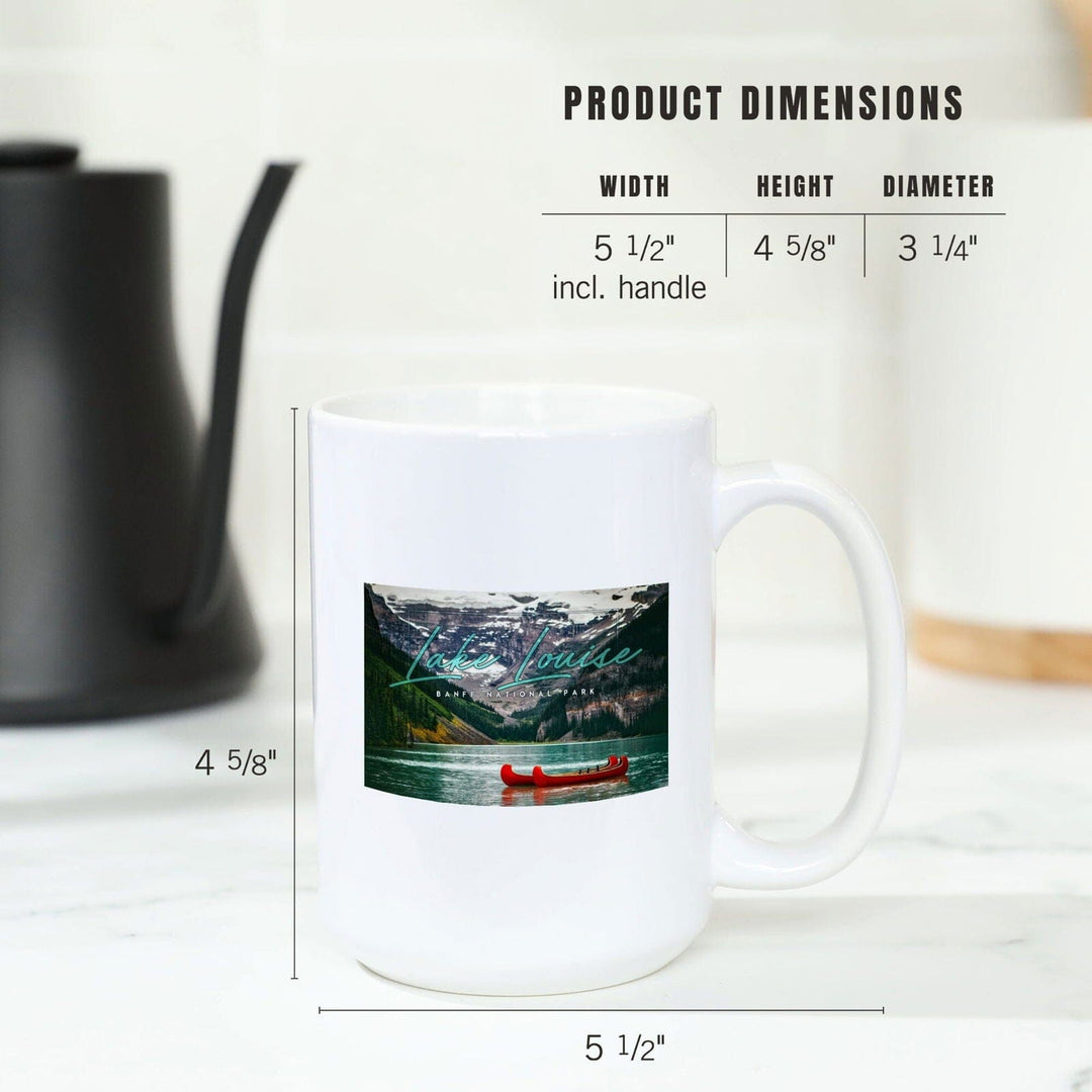 Banff National Park, Canada, Lake Louise, Big Type, Photography, Ceramic Mug Mugs Lantern Press 