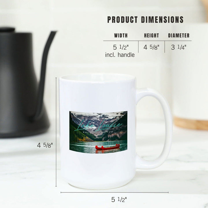 Banff National Park, Canada, Lake Louise, Big Type, Photography, Ceramic Mug Mugs Lantern Press 
