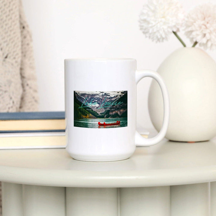 Banff National Park, Canada, Lake Louise, Big Type, Photography, Ceramic Mug Mugs Lantern Press 