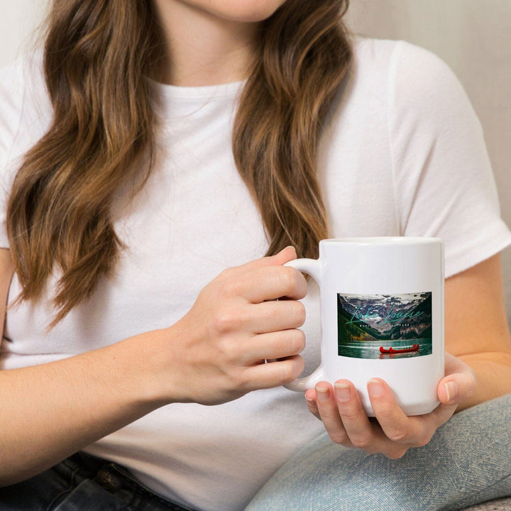 Banff National Park, Canada, Lake Louise, Big Type, Photography, Ceramic Mug Mugs Lantern Press 