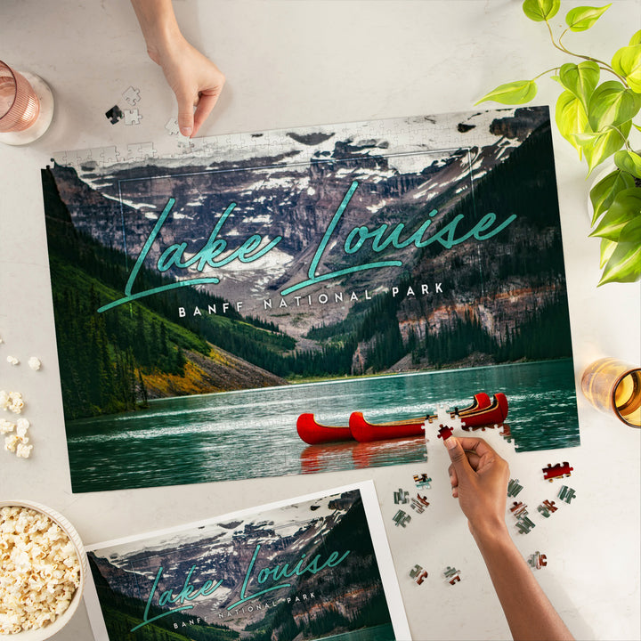 Banff National Park, Canada, Lake Louise, Big Type, Photography, Jigsaw Puzzle Puzzle Lantern Press 