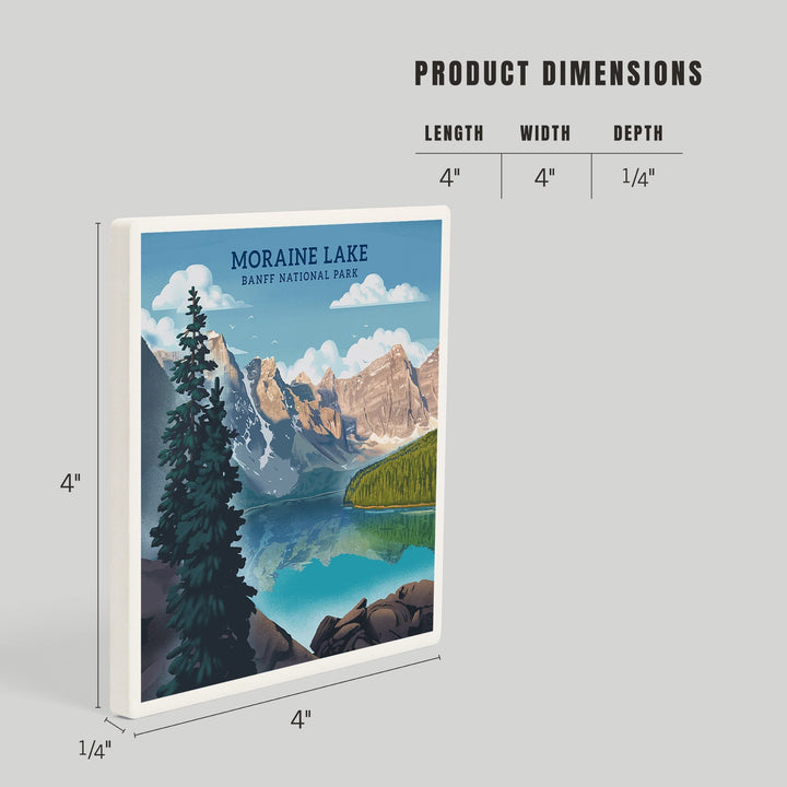 Banff National Park, Canada, Lithograph, Moraine Lake, Coasters Coasters Lantern Press 
