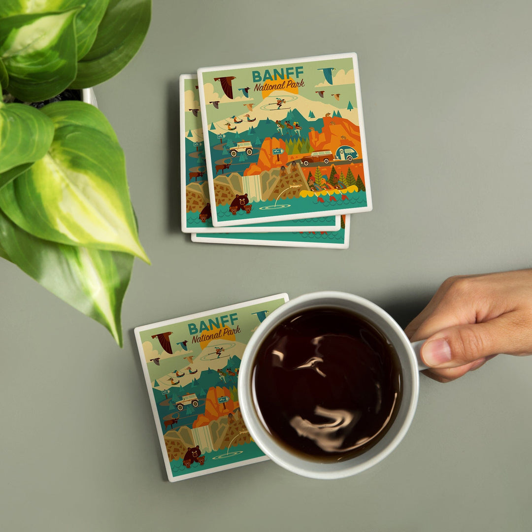 Banff National Park, Geometric, Coasters Coasters Lantern Press 